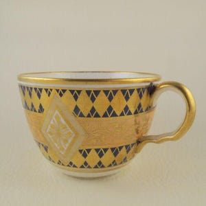 RIDGWAY Mönster 391 Porslin ca 1800-15 Bute Cup Style Handtag Laxblå Diamant