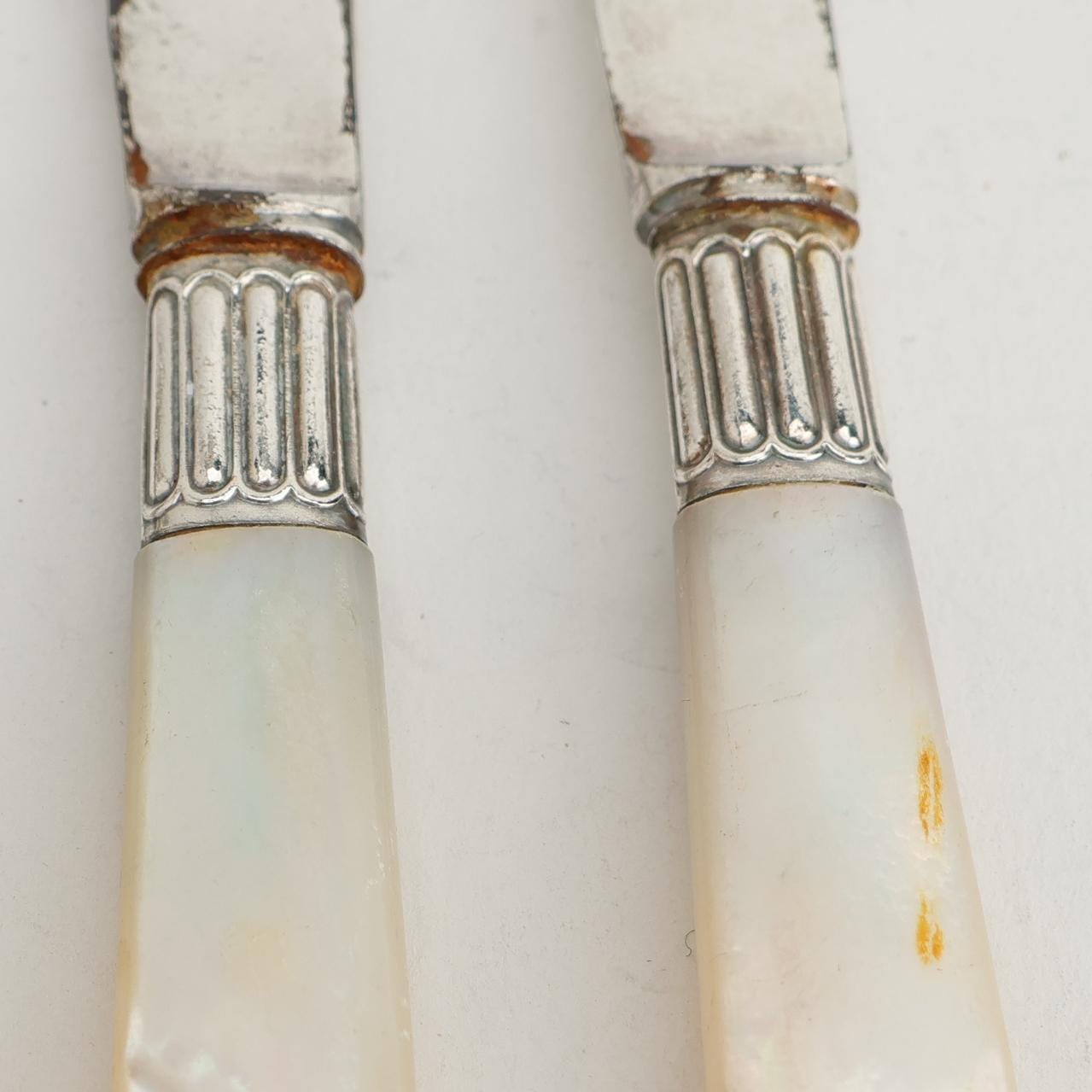 Harrison Brothers & Howson Set 4 Fruit Knives Silver Band Mother