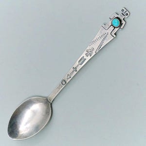 Zuni Sterling Silver & Turquouise 3 3/4" Small Spoon Native American No Monogram