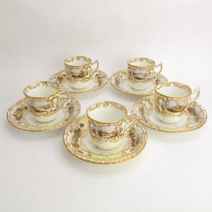 6879 WT Copeland Spode Topografische set 5 kopjes en schotels Kasteel- en abdijgezichten