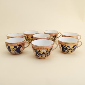 Dollar Pattern 715 av Spode Porslin Set med 8 Bute Tekoppar Regency