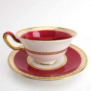 Ulander Powder Ruby (W1813) Wedgwood Bone China Peony Shape Cup & Saucer Set(s)