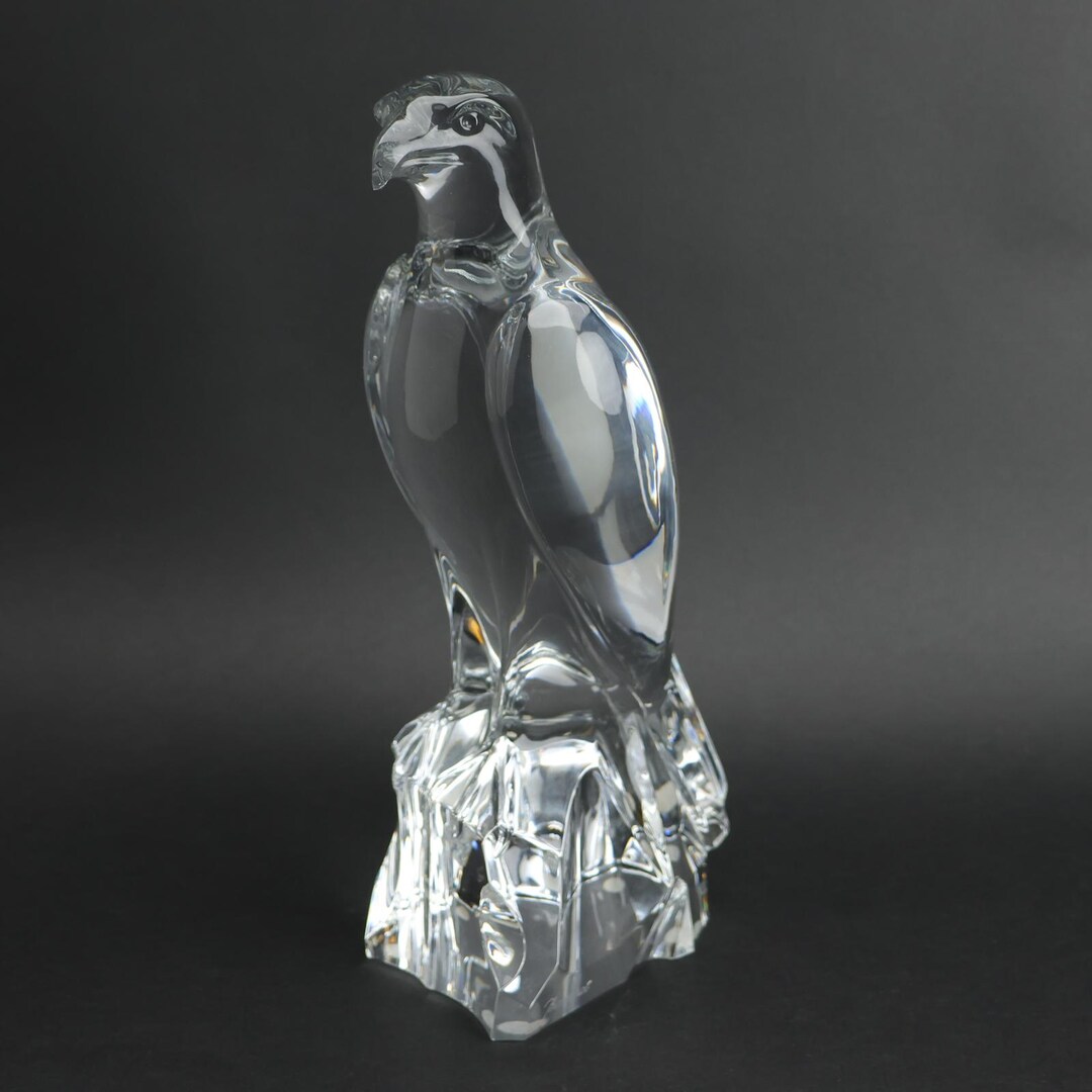 BACCARAT イーグル クリスタル 置物 鷲 ファルコン オブジェ Baccarat Crystal Double Signed Falcon Statue FLAW Falconry