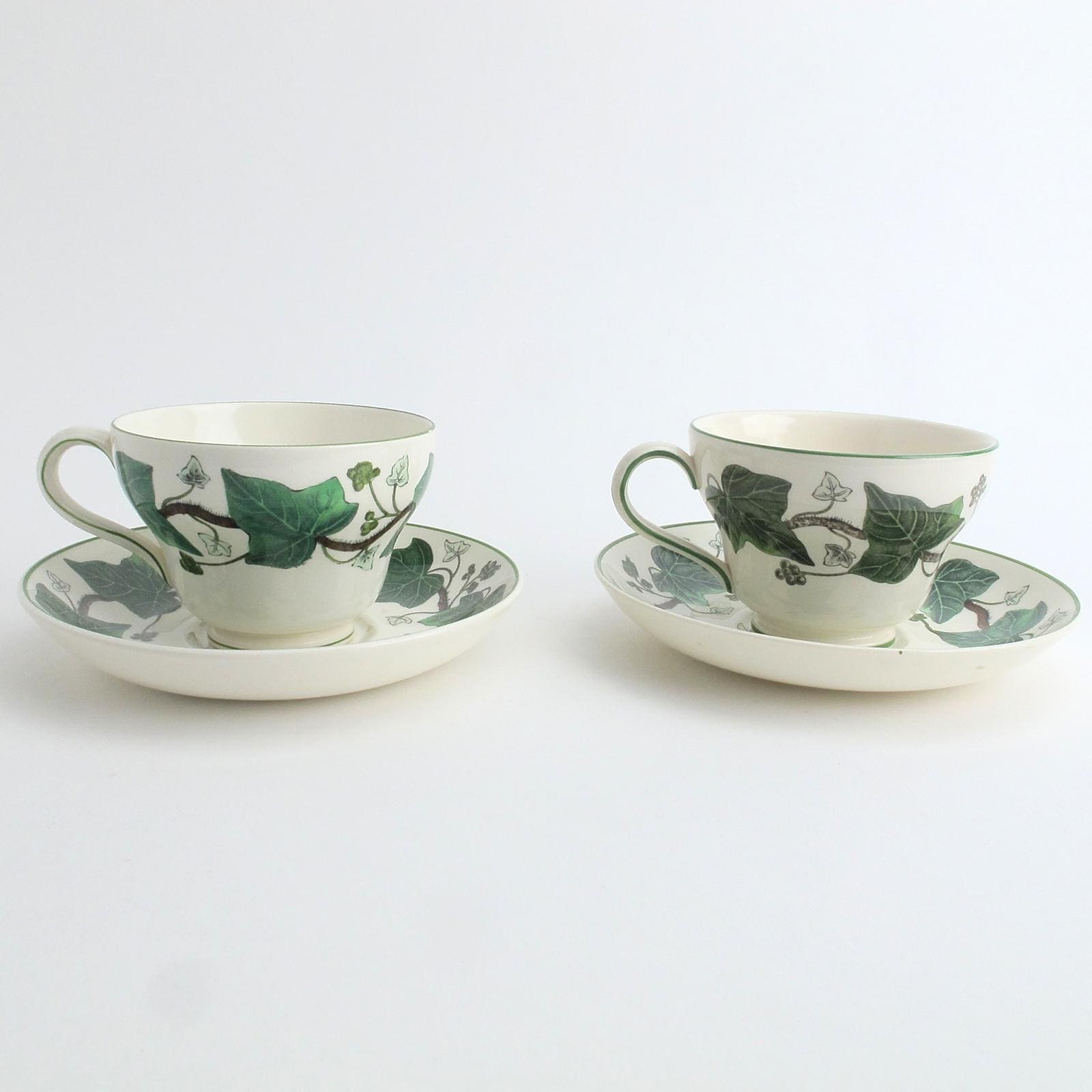 Napoleon Ivy by Wedgwood Queen's Ware Pair of Footed Cups