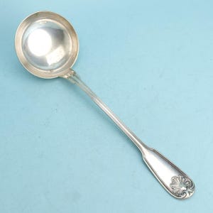 Christofle Silverplate 11 1/8" Soup Ladle Fiddle Thread & Shell (CTF84) Empire