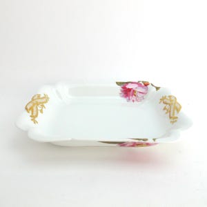 Haviland Limoges c. 1887 Bol rectangular grande para servir de 25 cm con flores grandes y coloridas