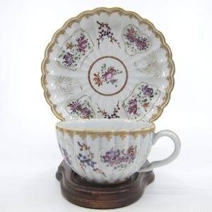 EDME SAMSON Chinesischer Export Stil Wappen Französische Porzellantasse & Untertasse