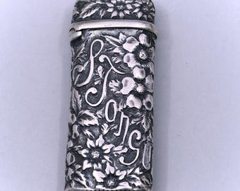 Jacobi & Jenkins 925 Fine Sterling Silver Repousse Match Safe Vesta Case 1899