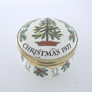 Boîte à bijoux émaillée de Noël Cartier 1977 Un très joyeux Noël