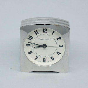 Reloj despertador o de escritorio Tiffany & Co. cromado de 3 pulgadas, 12,3 oz, estilo art déco, sin monograma