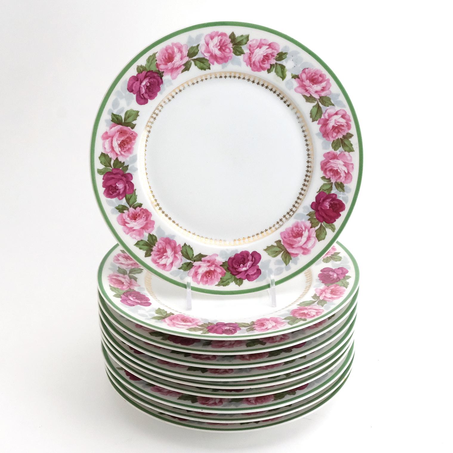 BERNARDAUD ベルナルド　ローズ柄　プレート2枚セット　リモージュ フランス製 リモージュ ベルナルドBERNARDAUD 花柄カップ＆ソ