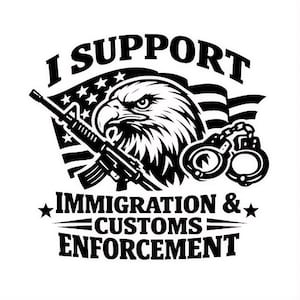 Calcomanía con el águila y la bandera de I Support ICE