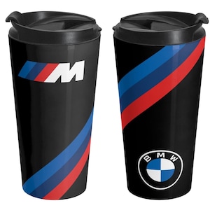 BMW M Series Black Travel Mug - With Iconic M Stripes