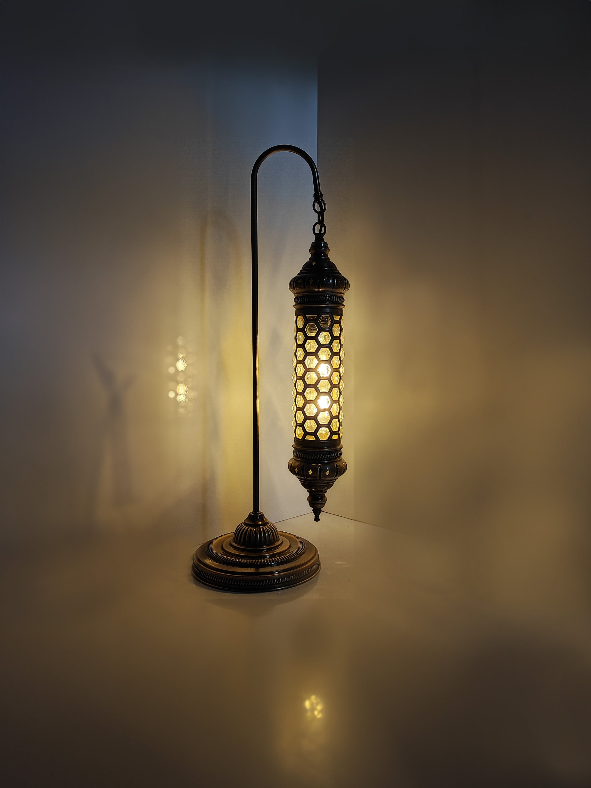 Handmade Turkish Mosaic Table Lamp: Bohemian Desk Lamp