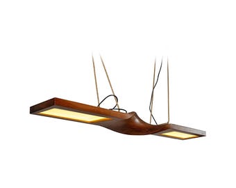 Black Walnut Wood LED Chandelier - Mid Century Modern Lighting