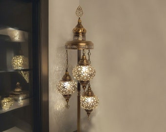 Handmade Turkish Mosaic Globe Table Lamp: Bohemian Mediterranean Decor