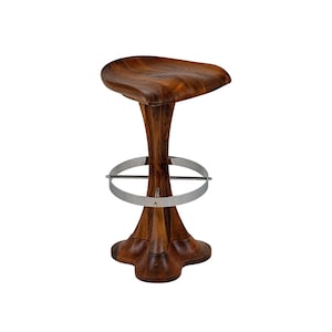 Liza Bar Stool – 100% Real Black Walnut Wood, Mid Century Modern Counter Height Stool for Kitchen Island & Home Bar