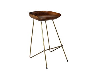 Black Walnut Bar Stool: Mid Century Modern Kitchen Island Seating