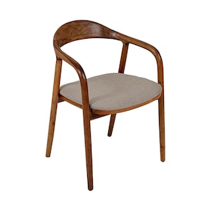 Black Walnut Wood Armchair: Mid Century Modern Upholstered Accent Chair