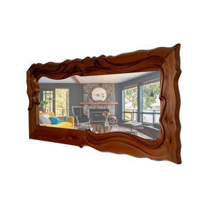Zara Mirror - Mid Century Modern Style | 100% Black Walnut Wood Wall Mounted Mirror for Living Room, Dining Room, Bedroom & Home Office