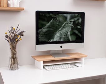 Small wooden monitor stand for desk organization -Home office - Desk shelf - Solid wood stand -Desk accessories - Desk decor -Cosy workspace