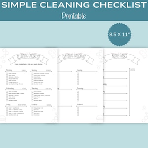 Cleaning Checklist | Printable Cleaning Checklist | Minimal Cleaning Checklist | Simple Cleaning Checklist | Cleaning Schedule