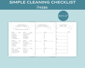 May include: A printable cleaning checklist with three sections: daily tasks, weekly tasks, and bonus tasks. The checklist is designed for an 8.5 x 11 inch sheet of paper.