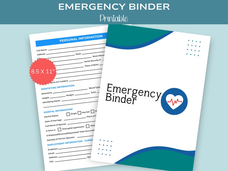 Emergency Binder Printable | End of Life Planner | Medical Binder ...