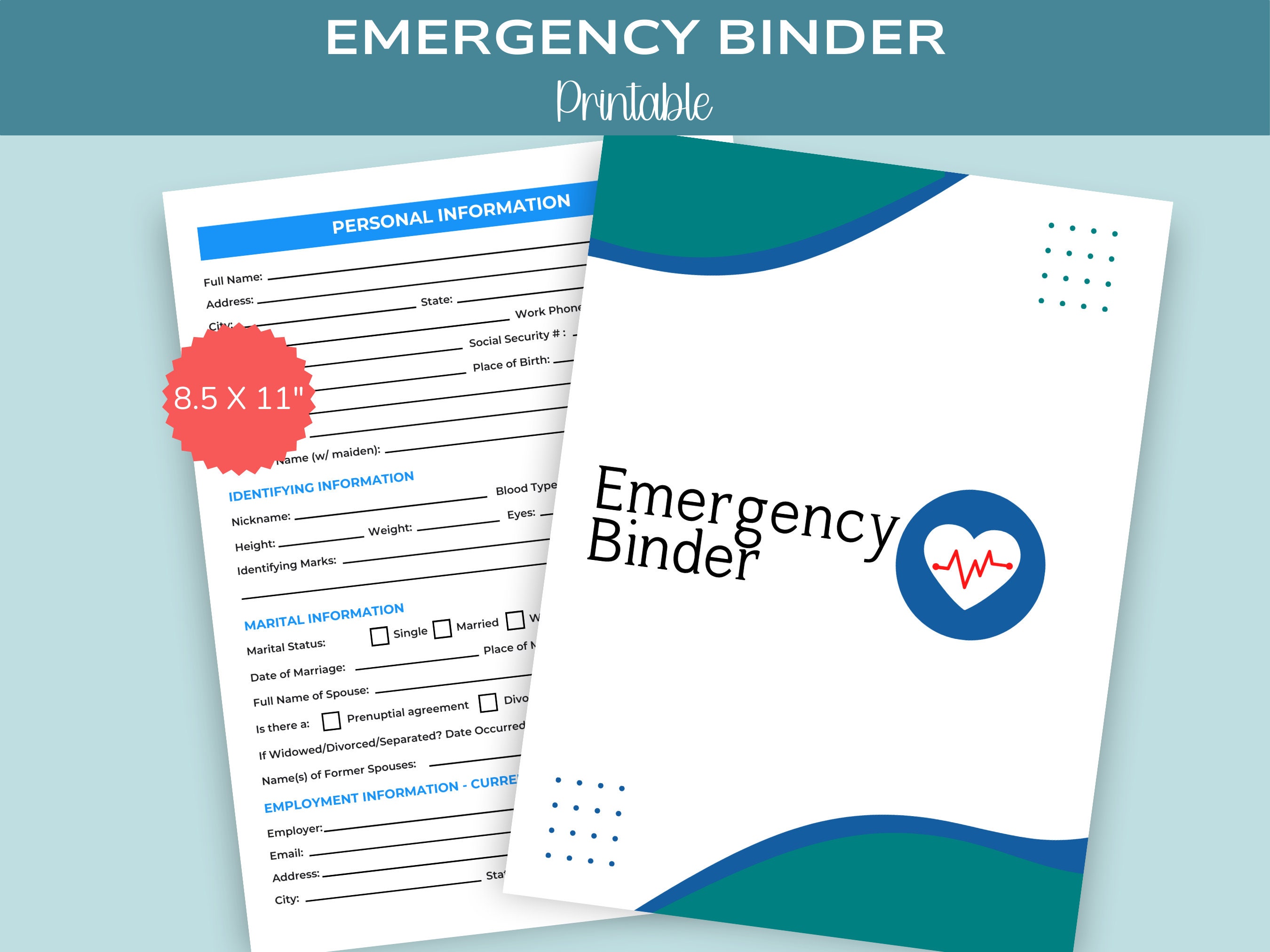 Emergency Binder Printable End of Life Planner Medical Binder Death ...