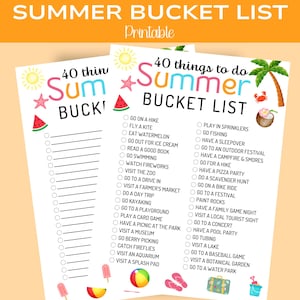 Summer Bucket List | Summer Activities Checklist | Summer Ideas List | Printable Bucket List | Summer Bucket List Printable for Kids