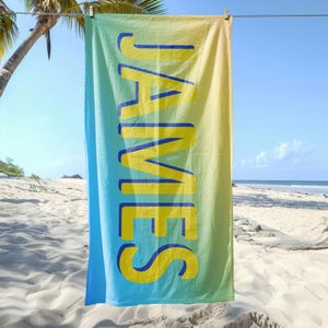 Aangepaste kleurrijke naam strandlaken, handdoek grote naam, gepersonaliseerde strandlaken, handdoek met naam, cadeau voor kinderen, gekleurde kinderhanddoek, feestcadeau
