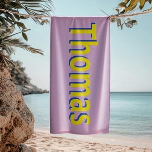 Aangepaste kleurrijke naam strandlaken, handdoek grote naam, gepersonaliseerde strandlaken, handdoek met naam, cadeau voor kinderen, gekleurde kinderhanddoek, feestcadeau