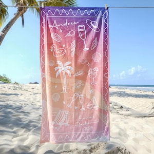 Custom Bachelorette Beach Towel, Personalized Location And Name Bachelorette Party Pool Towel, Bachelorette Trip Gift, Bride, Bridal Shower