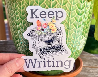 Keep Lettering Vintage Typewriter Vinyl Aufkleber, Schrift Aufkleber, Geschenke für Schriftsteller, Laptop Aufkleber, Journal Aufkleber, Notebook Aufkleber
