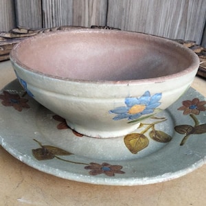 vintage bowl and plate crafts from Portugal terracotta ceramist Olaria /Vintage bowl and plate from Olaria Portugal.