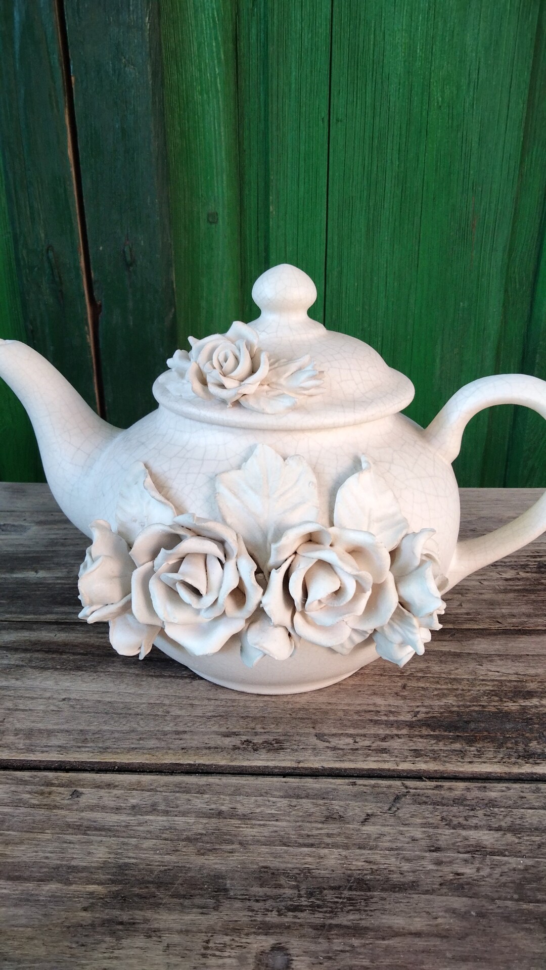 Beautiful Vintage Spanish Ceramic Teapot Cases With Embossed Flowers ...