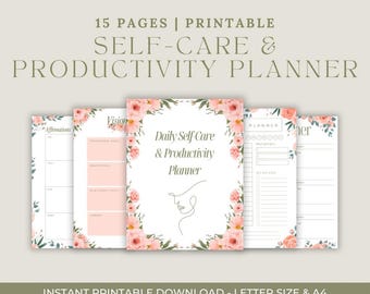 Self-Care & Productivity Planner | Printable Wellness Journal (Digital Download)
