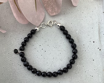 Pulsera, piedra preciosa, ónix negro