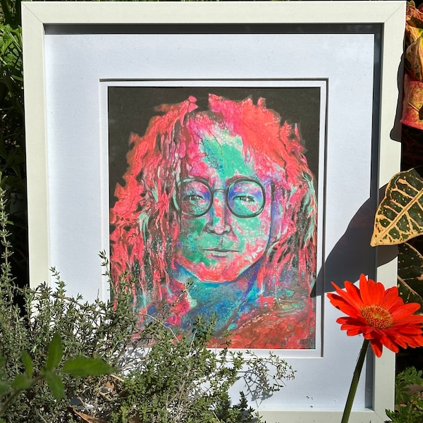 John Lennon Digital Print - Enhanced Acrylic Pouring