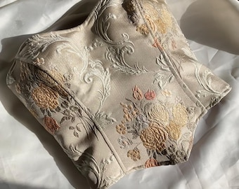 Vintage Rose Tapestry Corset Top: Renaissance Bustier Clothing