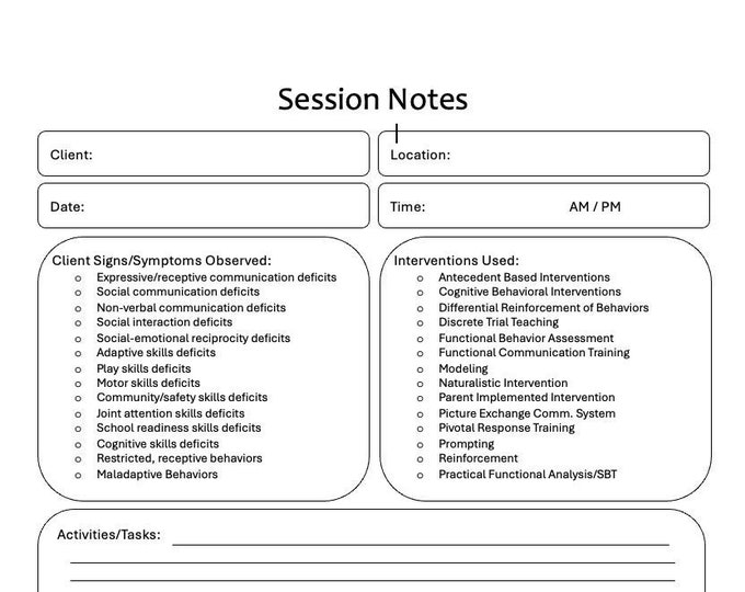 RBT Session Note Template Etsy RBT Session Note Template Etsy