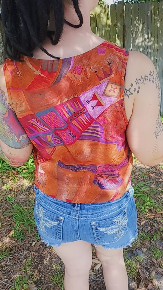 1980s print vest  size S - image 2