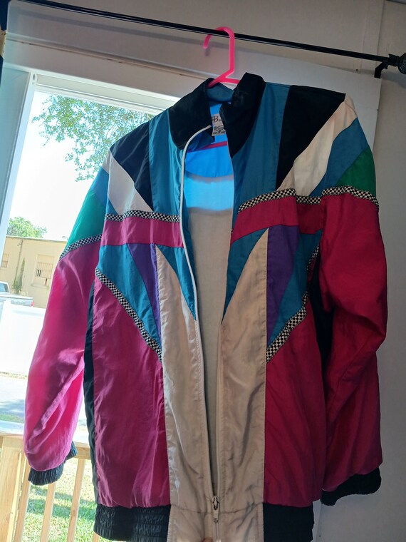 1980s Womans multi colored,  bomber, windbreaker,… - image 4