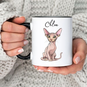 Tasse Chat Sphynx De L'espace - Blanche En Céramique - Design Humoristique - Neuf