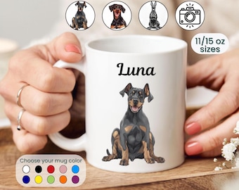 Personalized Doberman Mug: Custom Photo Gift for Dog Lovers