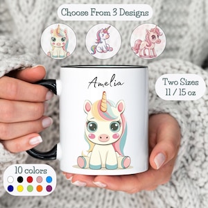 Personalized Unicorn Mug Unicorn Gift Custom Name Animal Coffee Cup Customizable Gift for Kids Cute Unicorn Lover Gift Animal Lover Present
