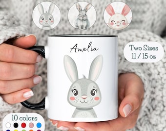 Mug lapin personnalisé cadeau lapin nom personnalisé animal tasse à café cadeau enfant personnalisable mignon lapin amoureux cadeau ami cadeau amoureux des animaux