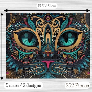 Cat Jigsaw Puzzle Mandala Jigsaw Puzzle Landscape 110 252 520 1014 Pieces Intricate Design Gift for Cat Lovers Animal Art Puzzle Zen Cats