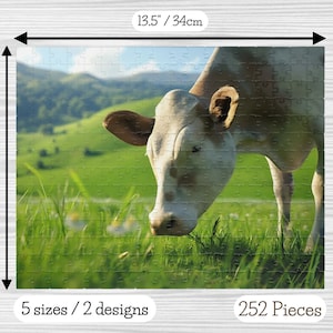 Cow Jigsaw Puzzles Animal Puzzle Landscape 110 252 520 1014 Pieces Nature Gift for Puzzle Fans Animal Lover Gift Farmhouse Decor Family Fun