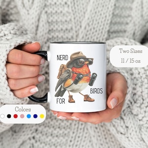 Divertido observador de aves taza nerd para pájaros dibujos animados taza de café amante de las aves regalo observación de aves presente ornitólogo lindo animal taza amante de la naturaleza regalo